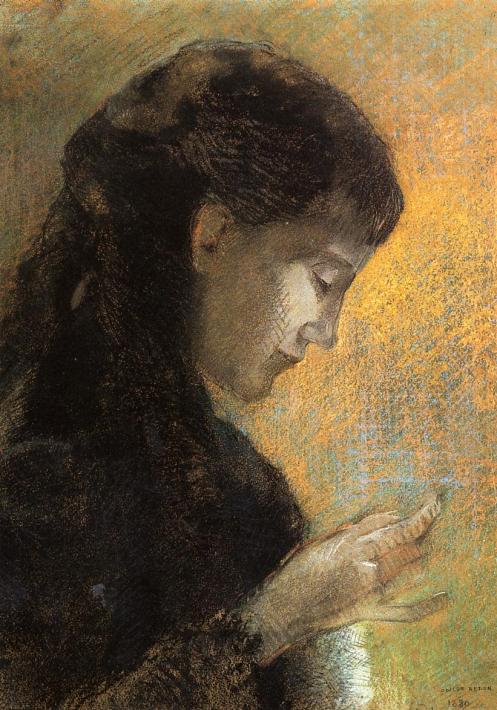 1880 Portrait of Madame Redon Embroidering